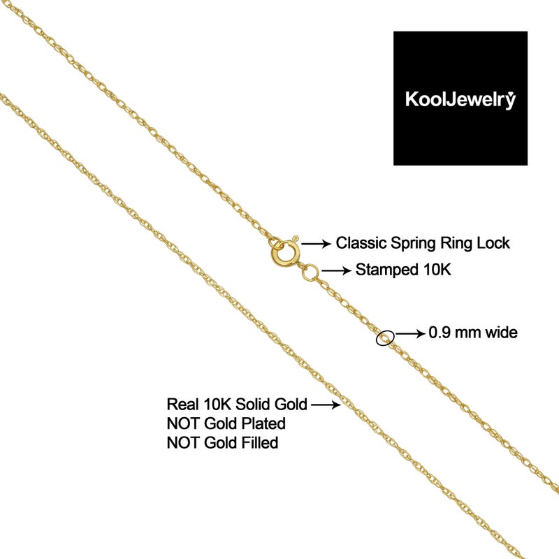 Kooljewelry قلادة كول جيويلري النسائية الكلاسيكية بسلسلة حبل - 10 قيراط من الذهب الأصفر الخفيف جداً - Image 2